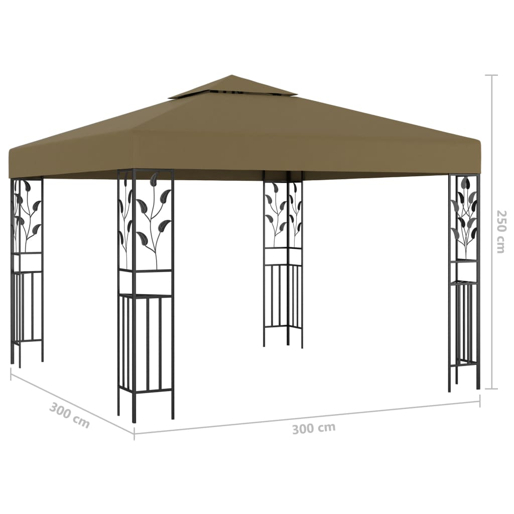 Taupe Gazebo with LED String Lights