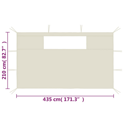 Set of 2 Cream Gazebo Sidewalls with Windows | Jscapes 