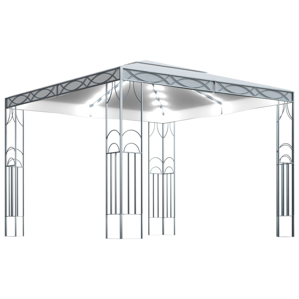 Cream Gazebo with LED String Lights