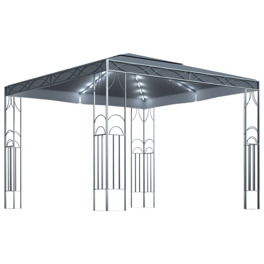 Anthracite Gazebo with LED String Lights