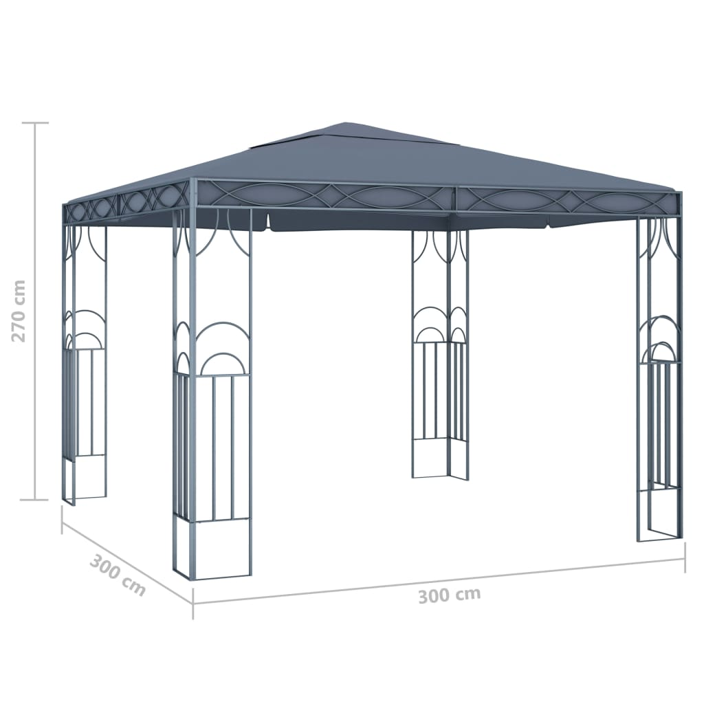 Anthracite Gazebo with LED String Lights