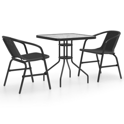 3 Piece Black Garden Dining Set