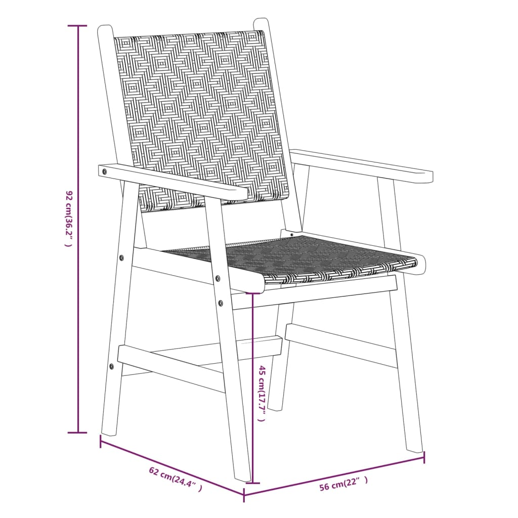 5 Piece Solid Acacia Wood Garden Dining Set