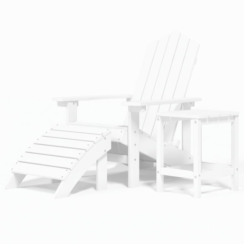 White Garden Adirondack Chair with Footstool & Table