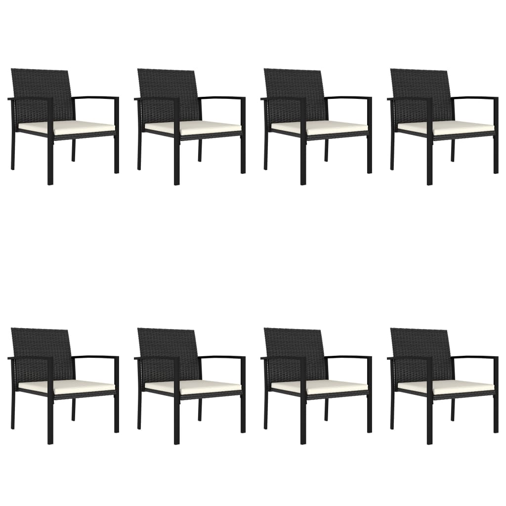 9 Piece Black Poly Rattan Outdoor Dining Set