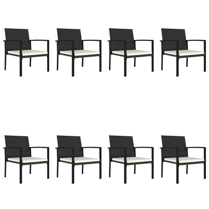 9 Piece Black Poly Rattan Outdoor Dining Set