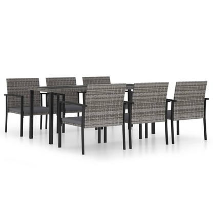 7 Piece Grey Poly Rattan Outdoor Dining Set