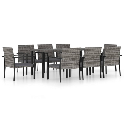 9 Piece Grey Poly Rattan Outdoor Dining Set