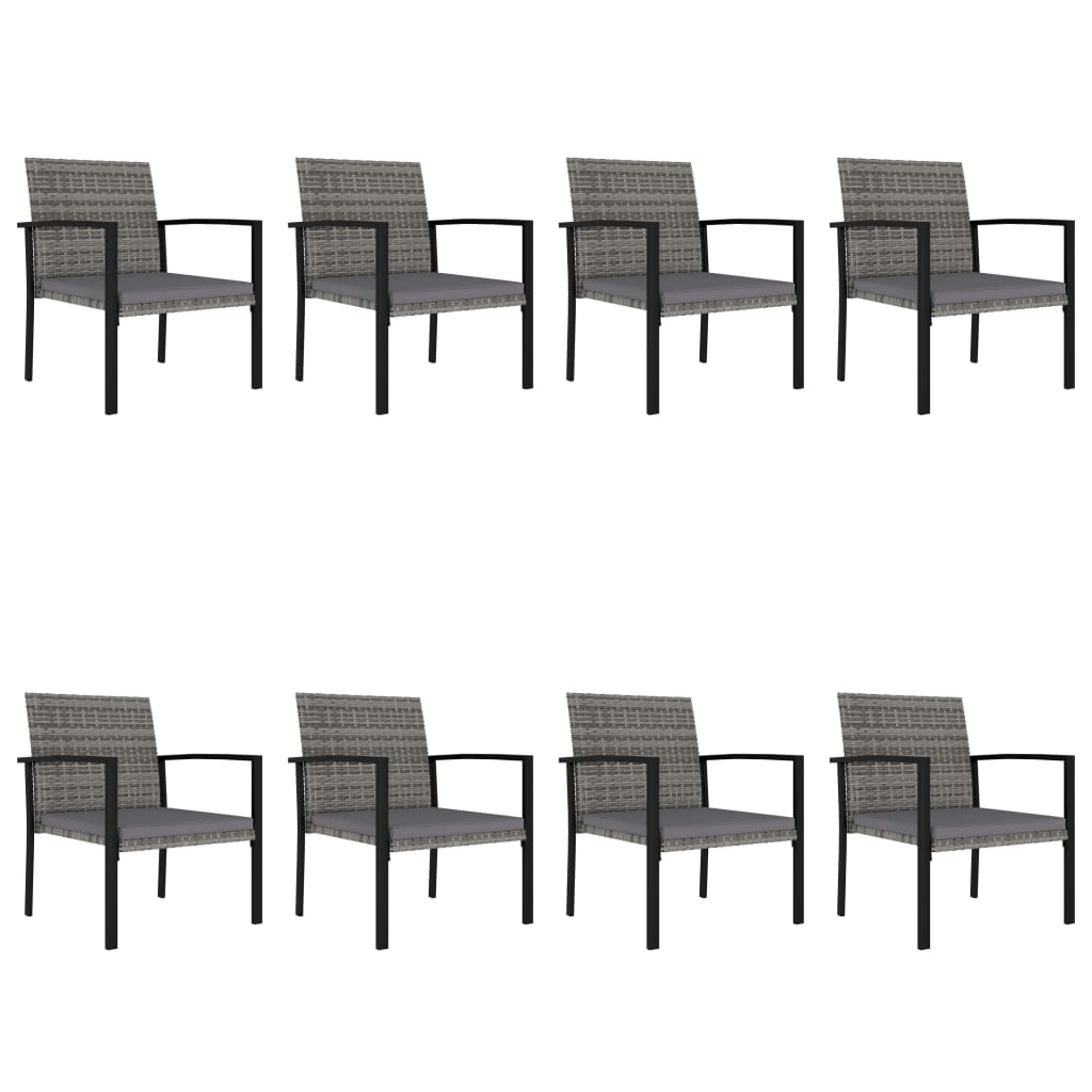 9 Piece Grey Poly Rattan Outdoor Dining Set