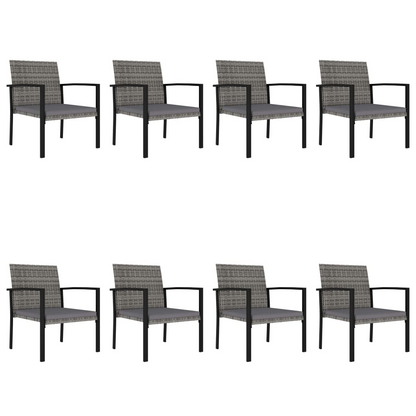 9 Piece Grey Poly Rattan Outdoor Dining Set