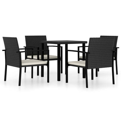 Black Poly Rattan 5 Piece Outdoor Dining Set