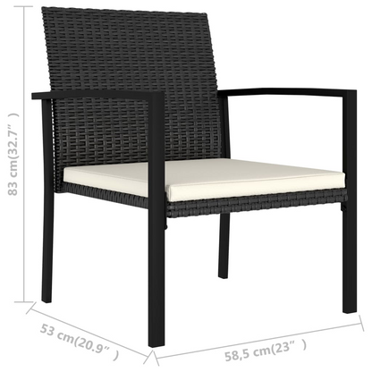 Black Poly Rattan 5 Piece Outdoor Dining Set