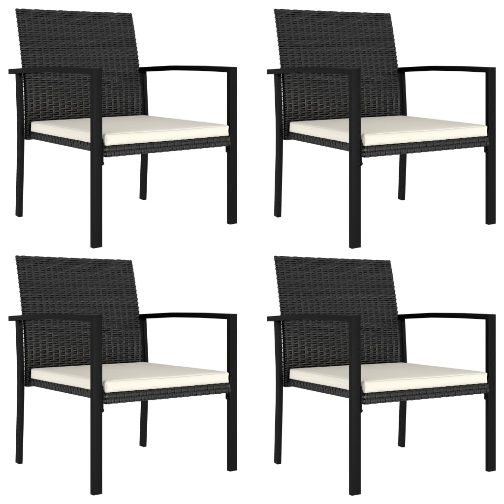 5 Piece Black Poly Rattan Outdoor Dining Set 