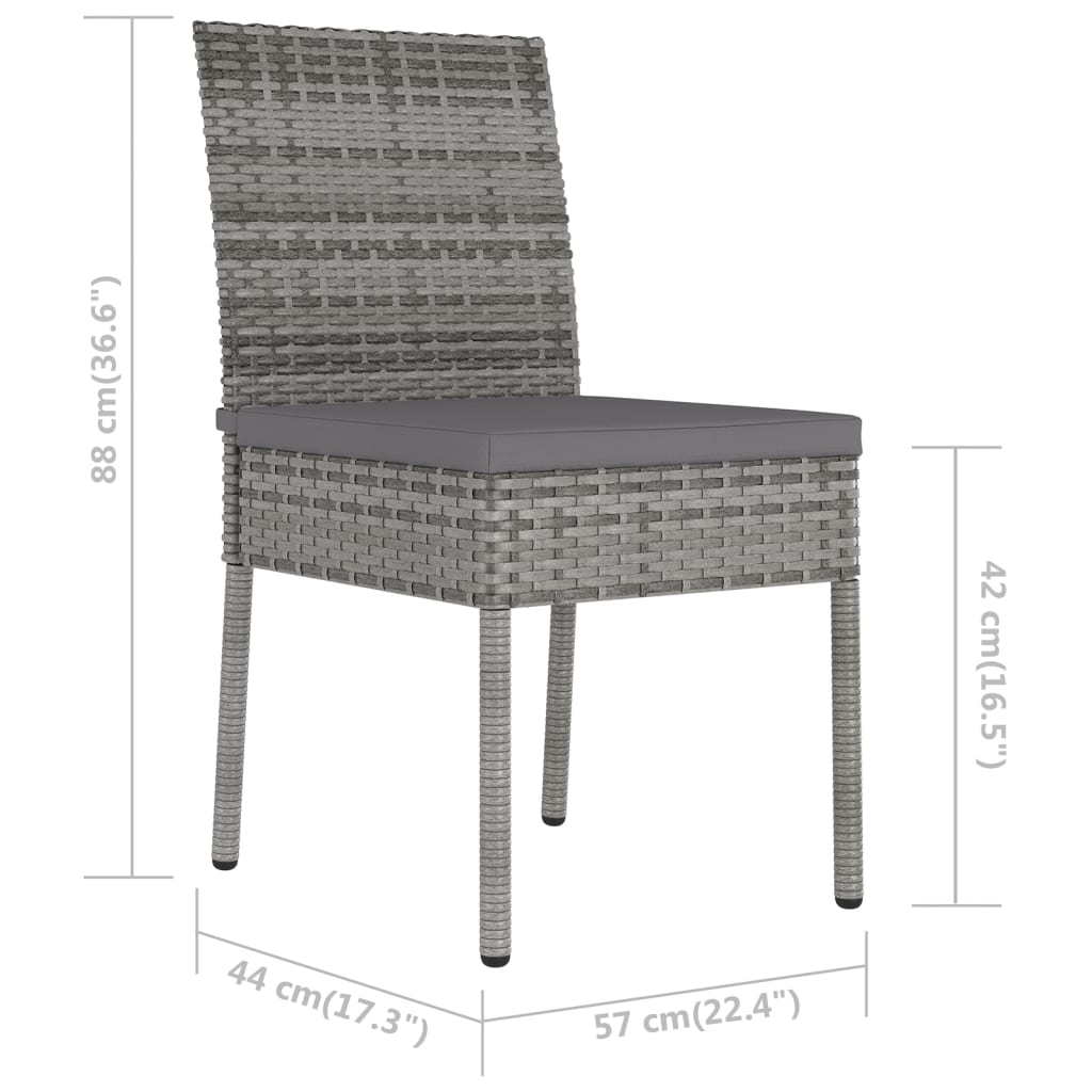 9 Piece Grey Poly Rattan Outdoor Dining Set with Cushions