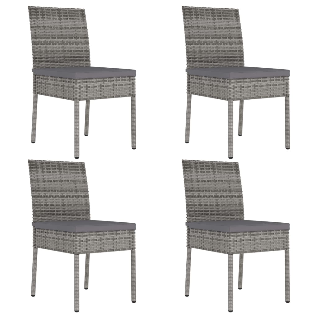 5 Piece Grey Poly Rattan Outdoor Dining Set with Cushions