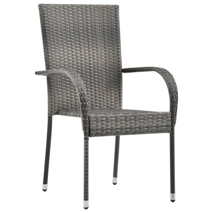  Grey Poly Rattan Stackable Outdoor Chairs 4 pcs