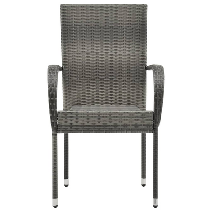  Grey Poly Rattan Stackable Outdoor Chairs 4 pcs