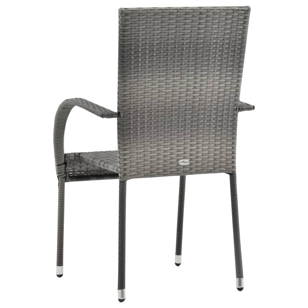  Grey Poly Rattan Stackable Outdoor Chairs 4 pcs