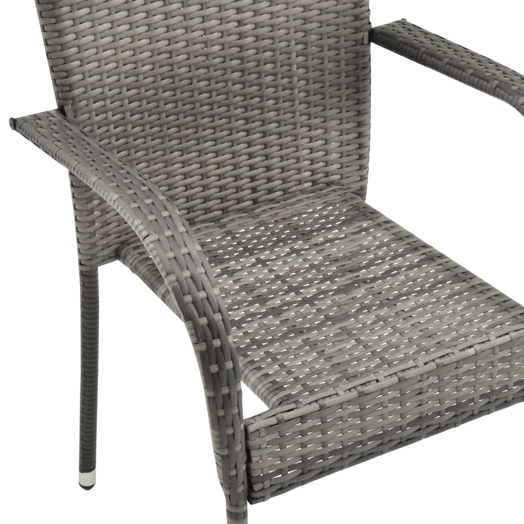  Grey Poly Rattan Stackable Outdoor Chairs 4 pcs