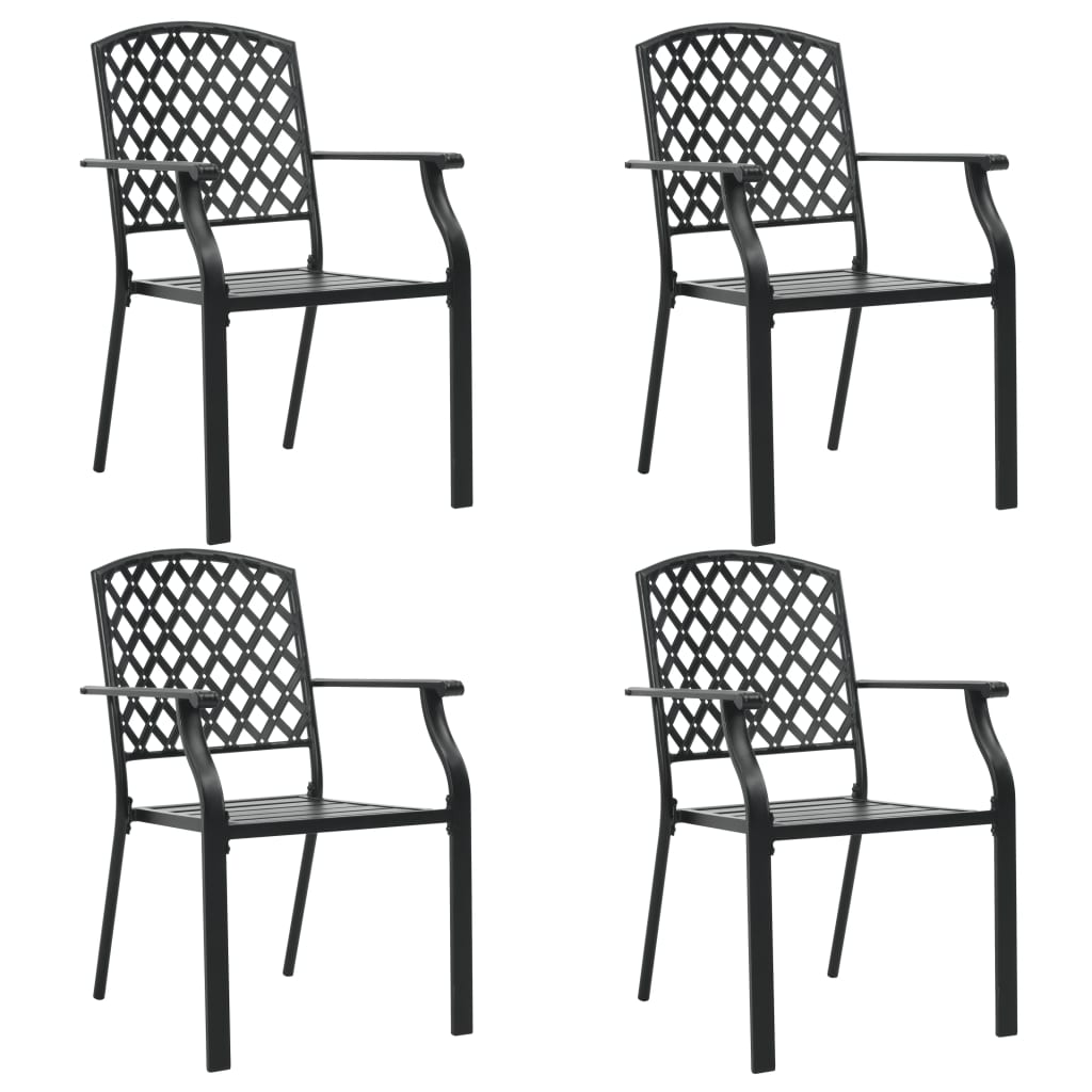  Steel Black Mesh Outdoor Chairs 4 pcs