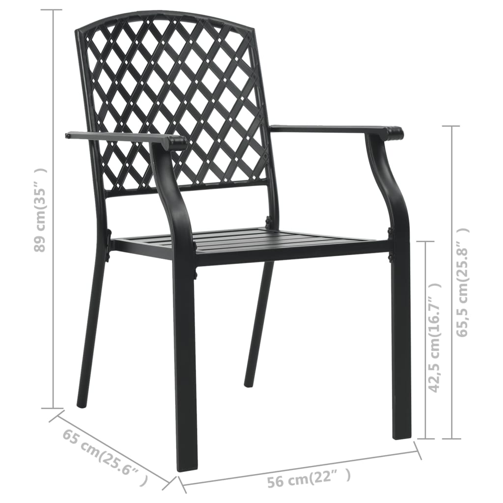  Steel Black Mesh Outdoor Chairs 4 pcs