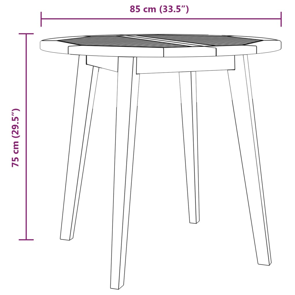  Solid Acacia Wood Garden Table 85x75 cm