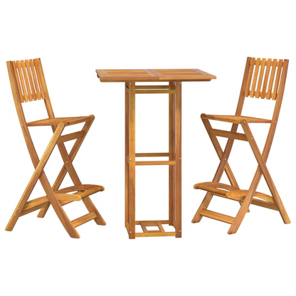 3 Piece Solid Acacia Wood Outdoor Bar Set