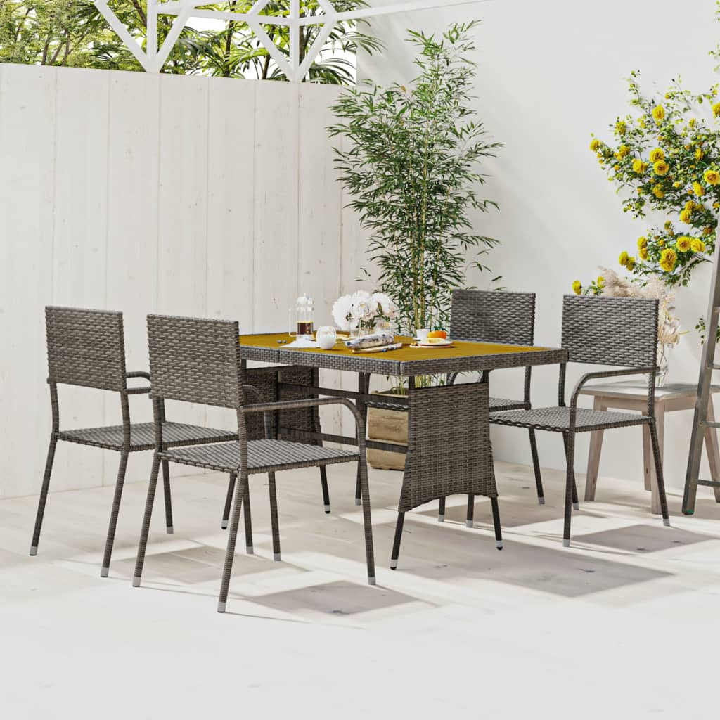 Grey Poly Rattan 5 Piece Outdoor Dining Set