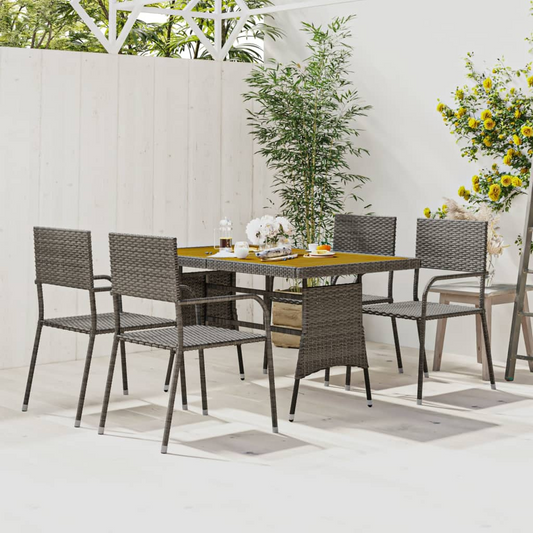 Grey Poly Rattan 5 Piece Outdoor Dining Set