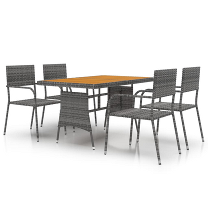 Grey Poly Rattan 5 Piece Outdoor Dining Set