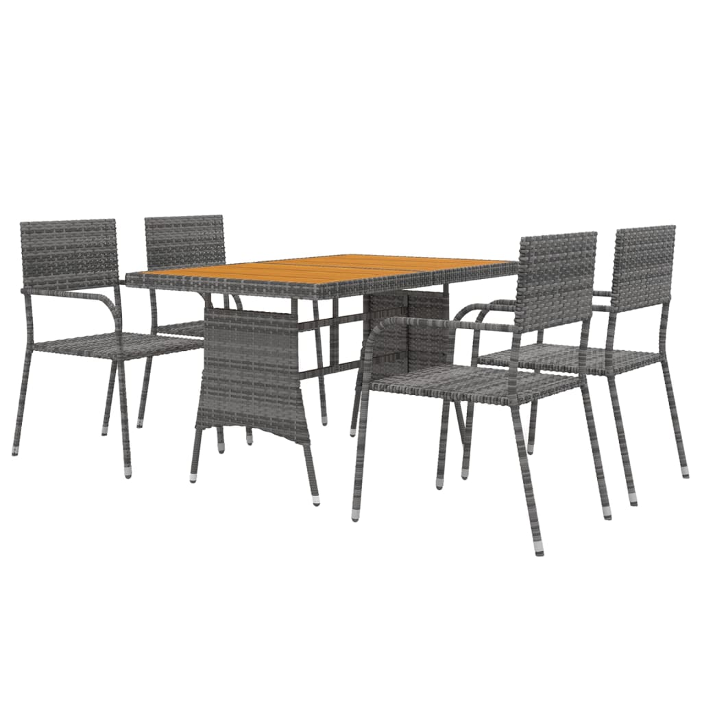 Grey Poly Rattan 5 Piece Outdoor Dining Set