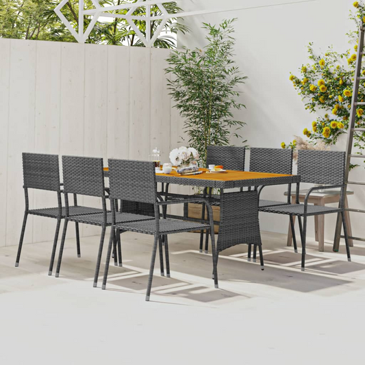  7 Piece Grey Poly Rattan Outdoor Dining Set