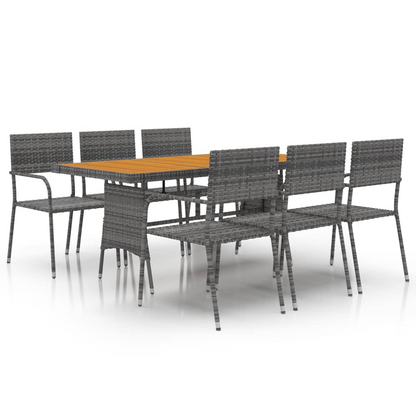  7 Piece Grey Poly Rattan Outdoor Dining Set