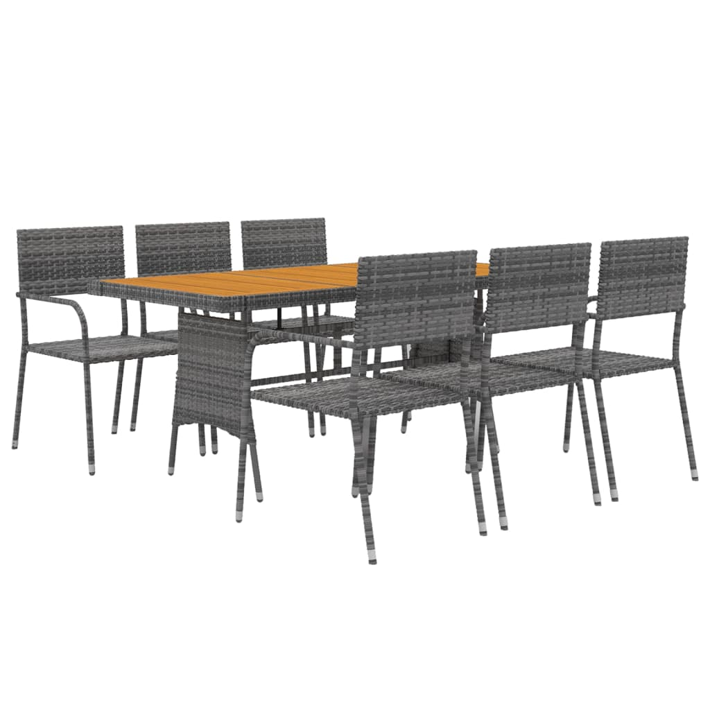  7 Piece Grey Poly Rattan Outdoor Dining Set