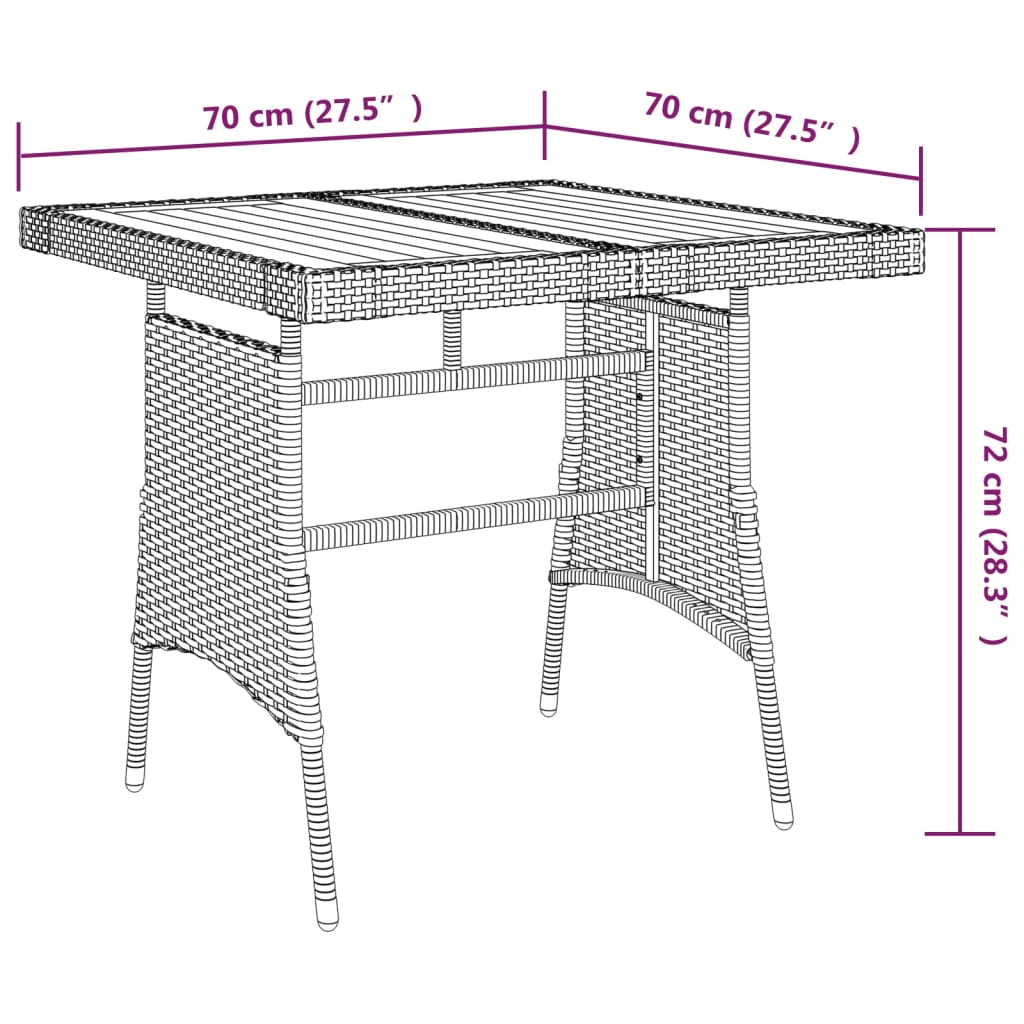 3 Piece Grey Poly Rattan Outdoor Dining Set