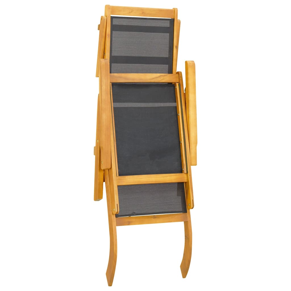 Solid Wood Acacia and Textilene Deck Chair with Table