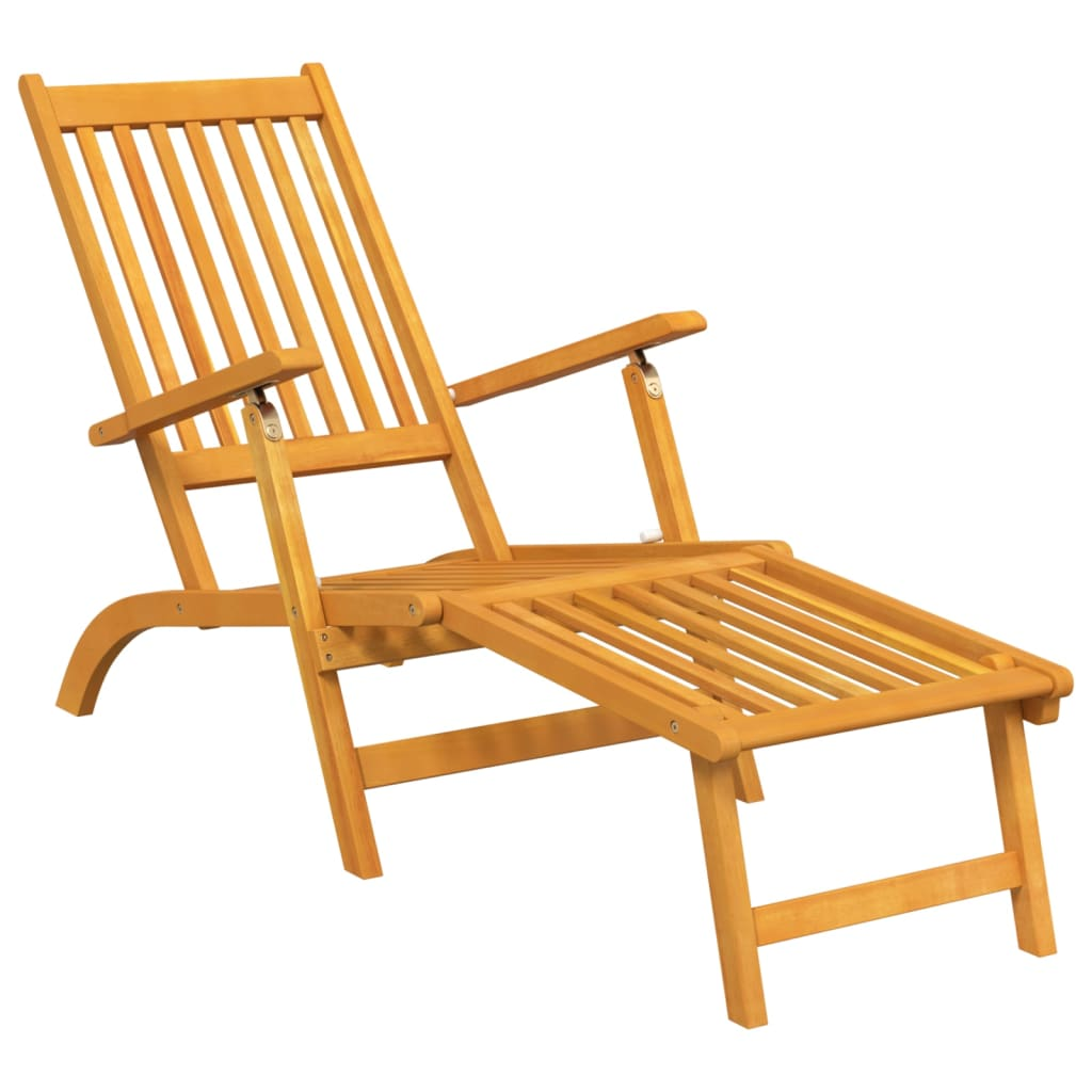 Solid Acacia Wood Deck Chairs with Footrests 2 pcs