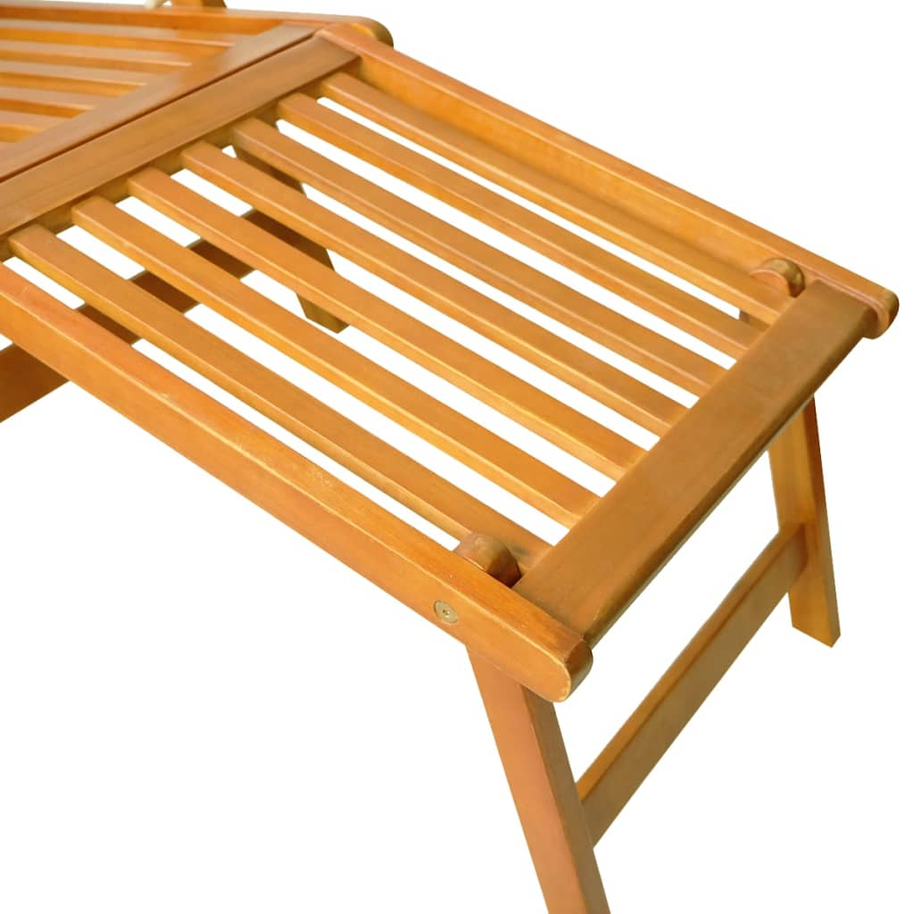 Solid Acacia Wood Deck Chairs with Footrests 2 pcs