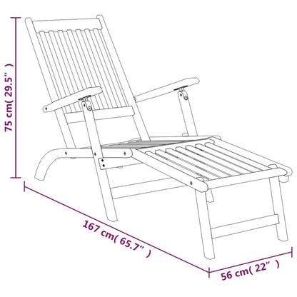 Solid Acacia Wood Deck Chairs with Footrests 2 pcs