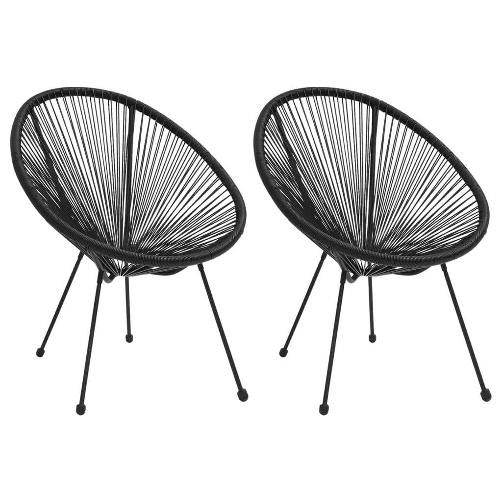 Rattan Black Garden Moon Chairs 2 pcs