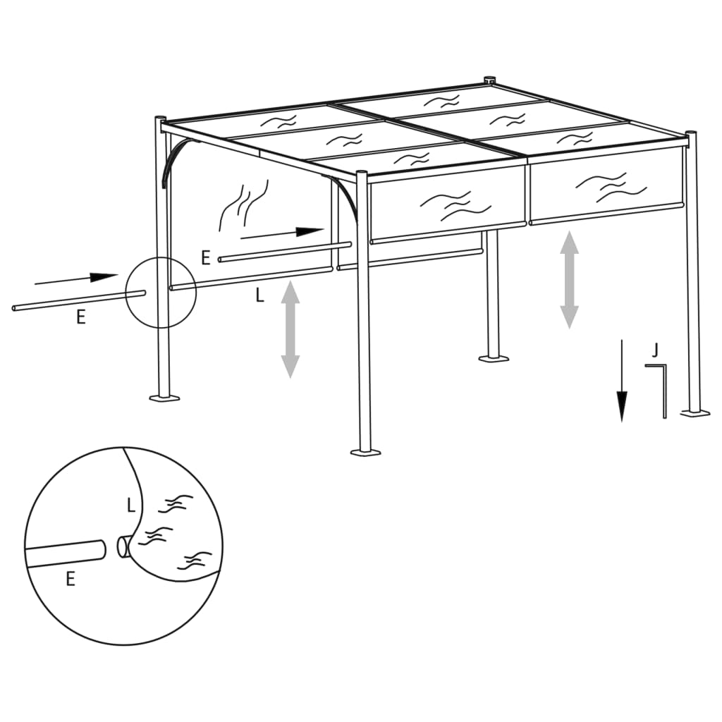 Taupe Garden Pergola with Retractable Roof