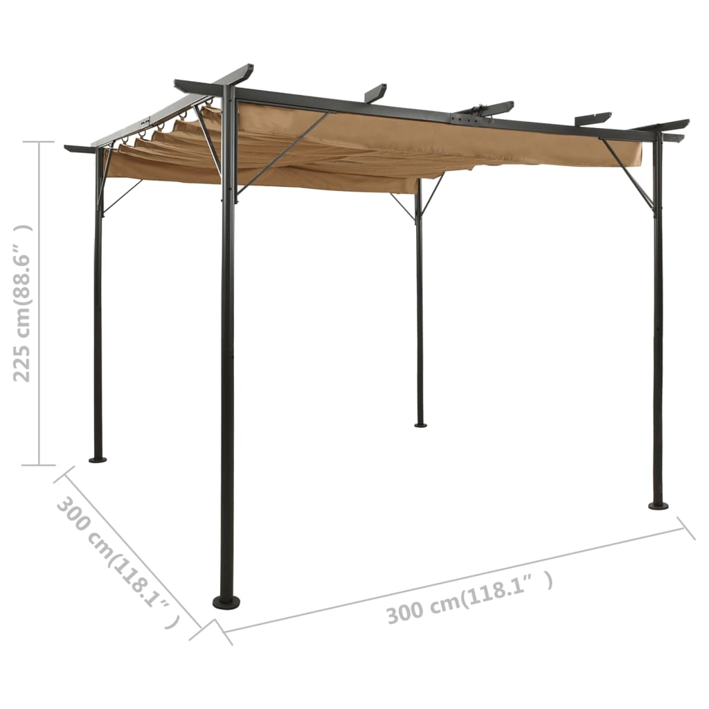 Taupe Steel Pergola with Retractable Roof | Jscapes 