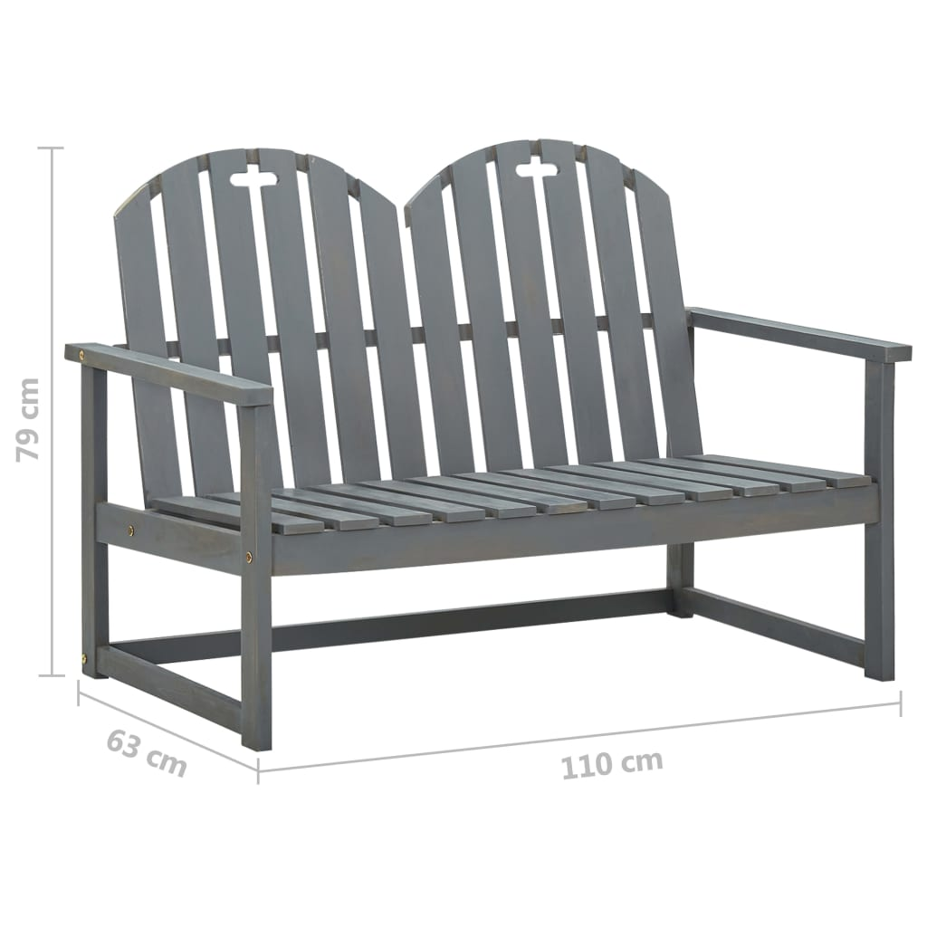   Solid Acacia Wood Garden Bench Grey 110 cm