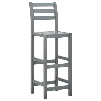 Grey 2 pcs Solid Acacia Wood Bar Stools 