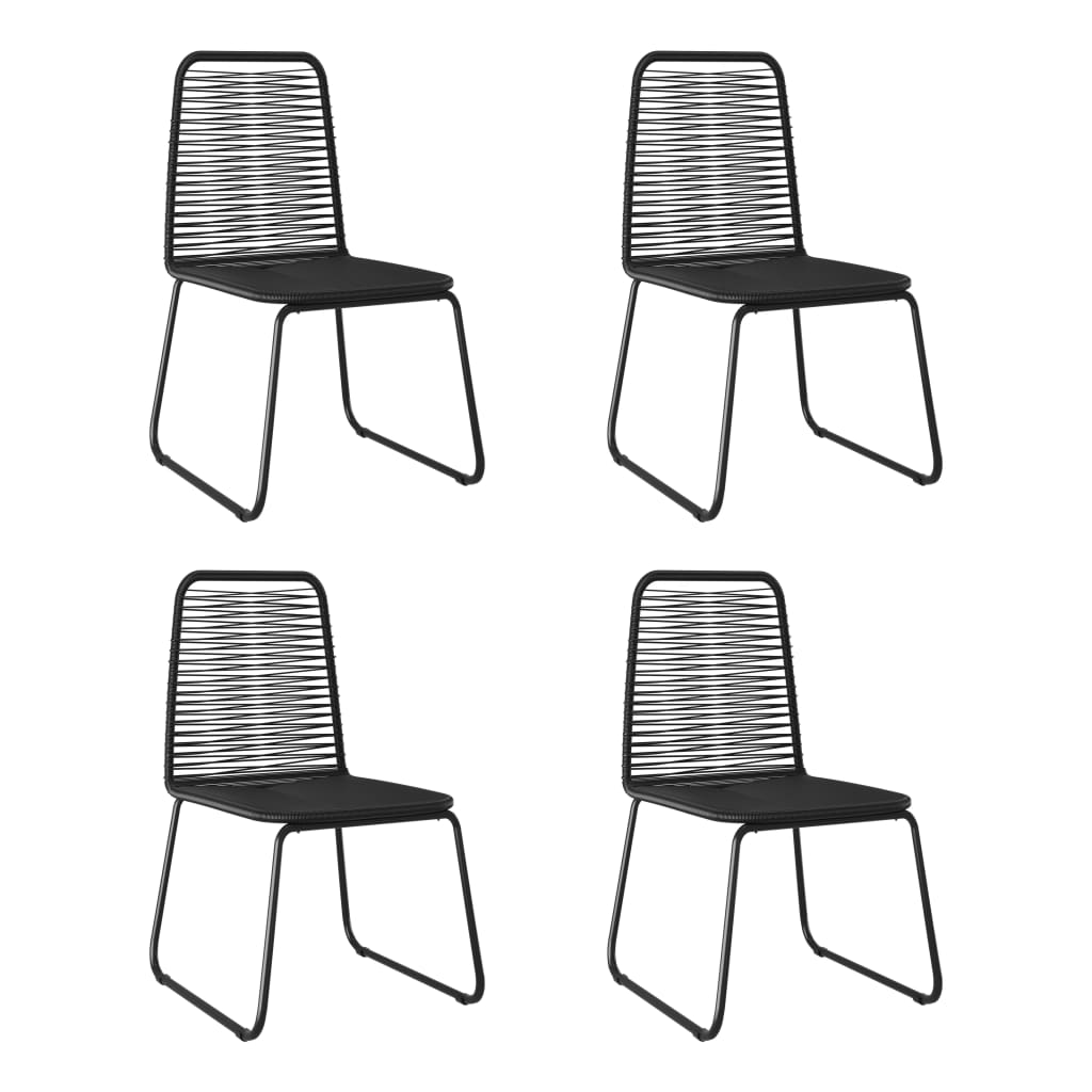  Black Poly Rattan Outdoor Chairs 4 pcs