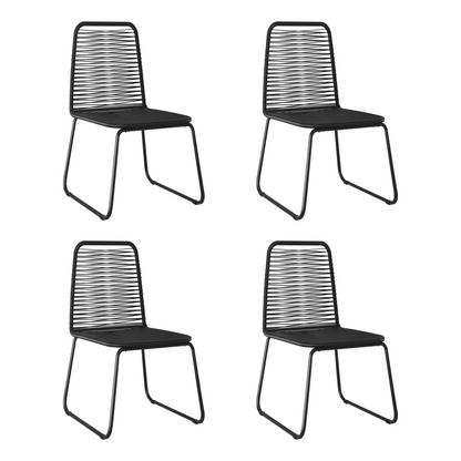  Black Poly Rattan Outdoor Chairs 4 pcs