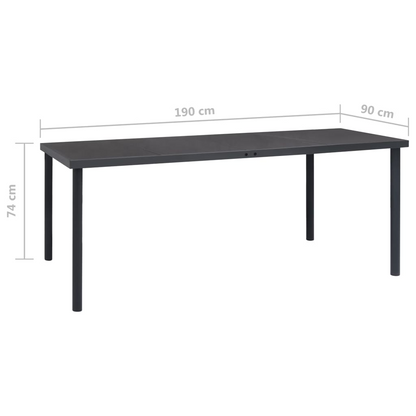 Anthracite Steel Outdoor Dining Table 190x90x74 cm