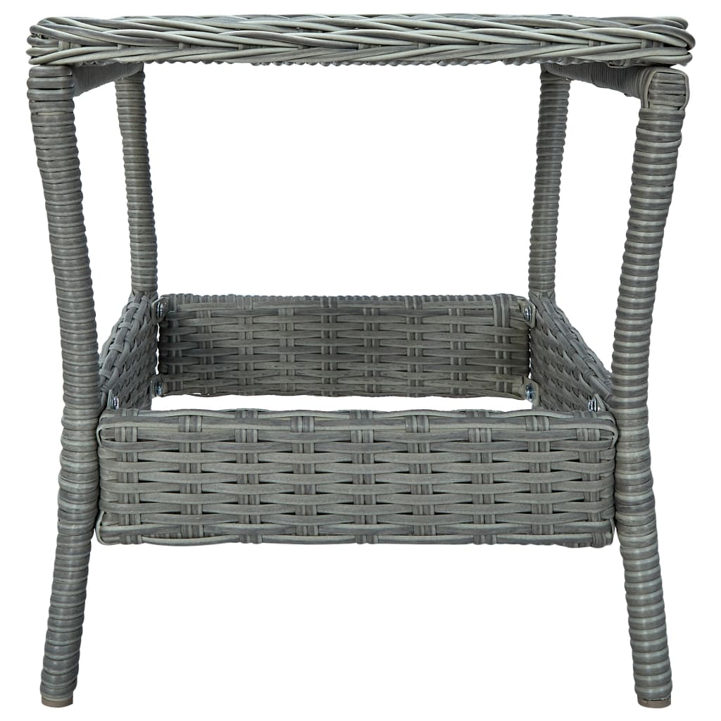  Light Grey Poly Rattan Garden Table 45x45x46.5 cm