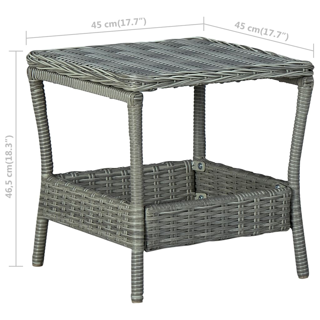  Light Grey Poly Rattan Garden Table 45x45x46.5 cm