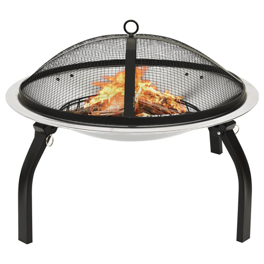 Stainless Steel 2-in-1 Fire Pit and BBQ with Poker